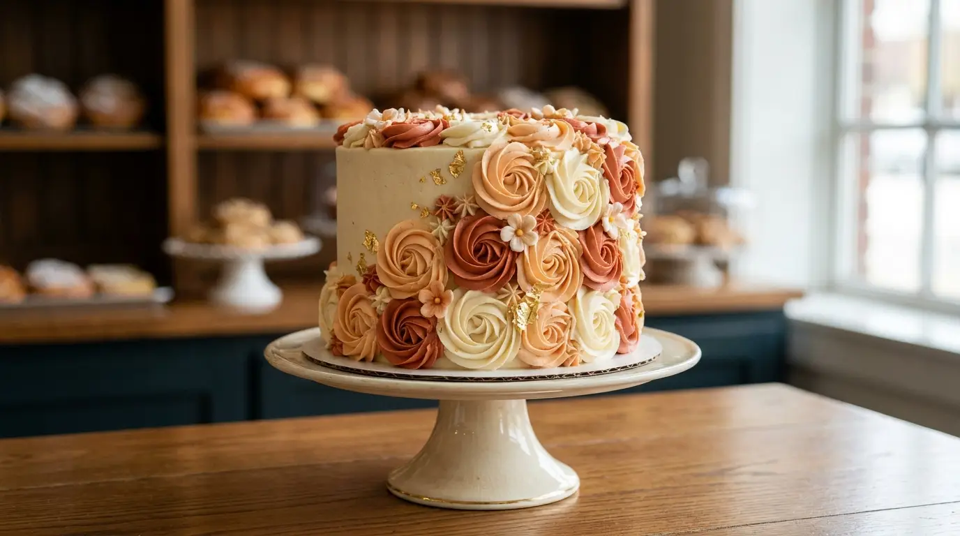 Decorated buttercream celebration cake from Paddy Cake Bakery