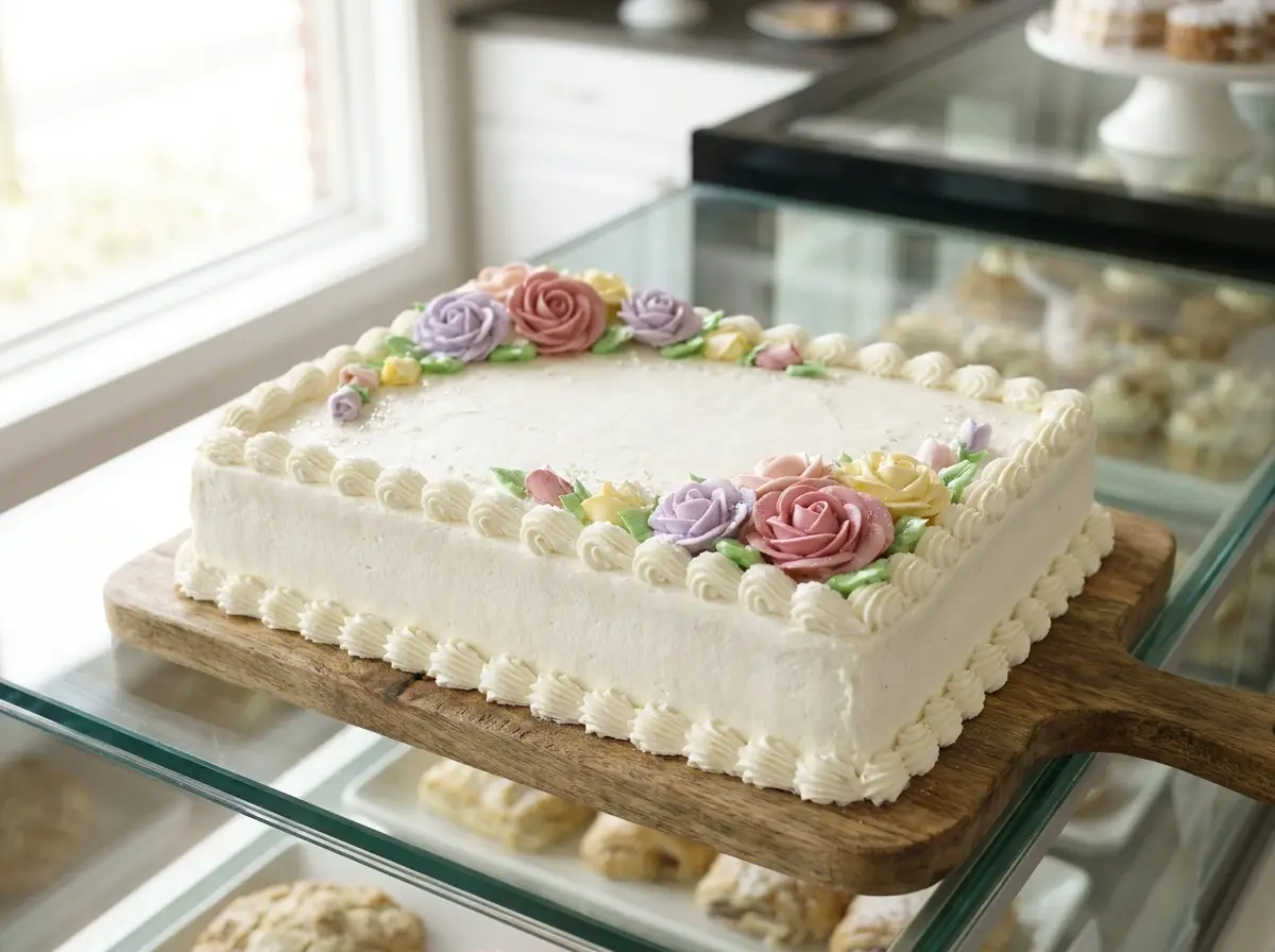 Decorated sheet cake for a celebration